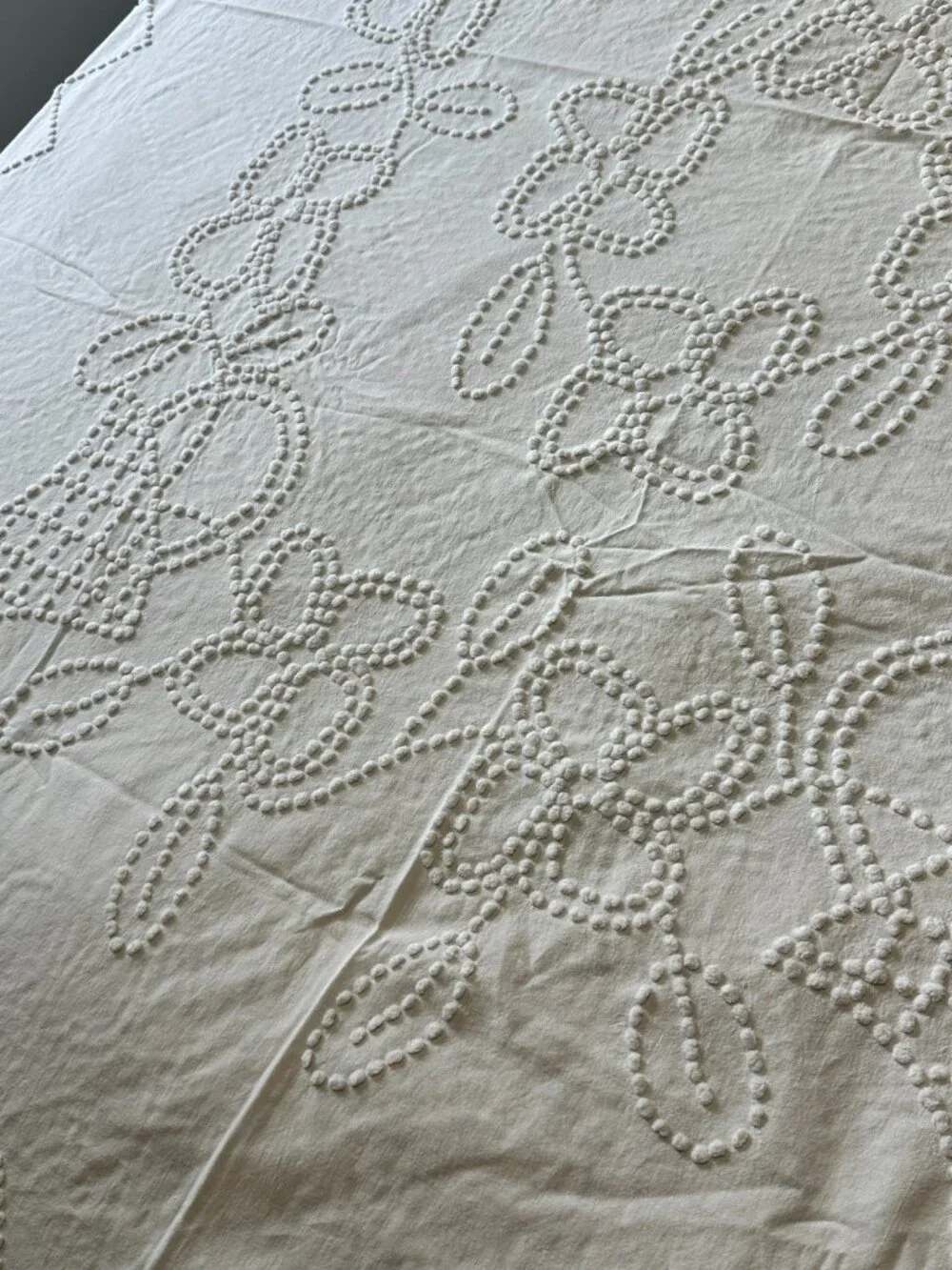 Vintage White Chenille Bedspread 82
